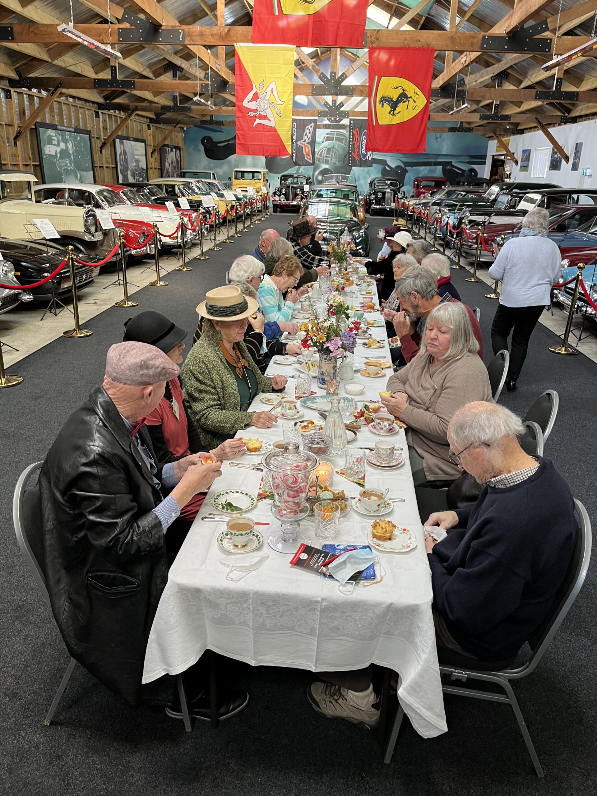 North Canterbury Wedding Waimak Classic Cars sit-down meal